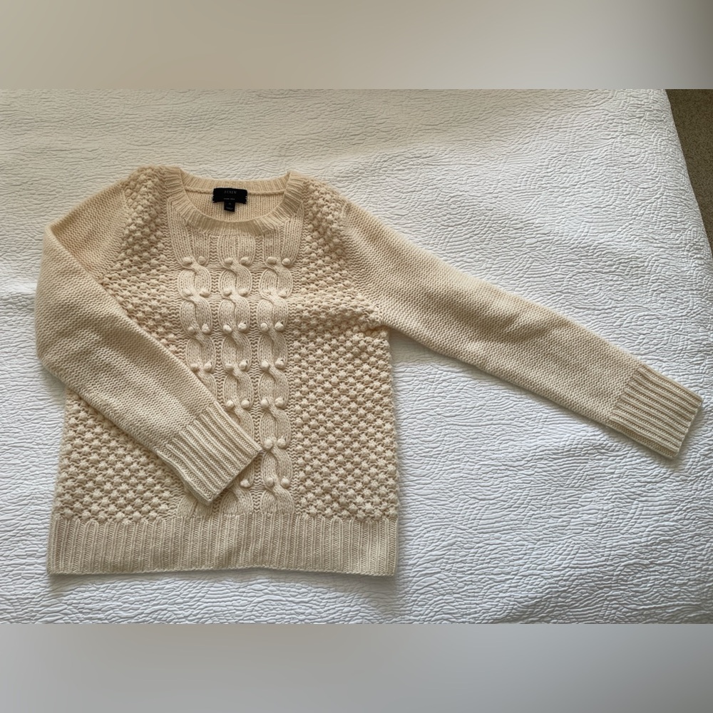 J. Crew Cable Knit Cream Sweater